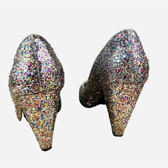 Urban Outfitters Y2K Rainbow Glitter Sparkle Round Toe Pumps Heels - Picture 4 of 7